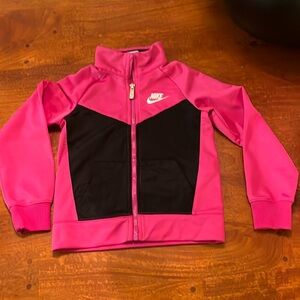 Nike Pink and Black Girls Track Jacket 6 M Toddler Full Zip Pockets